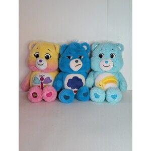 Set Of 3 Care Bears Wish Bear Shooting Stars Calming Heart & Grumpy Plush